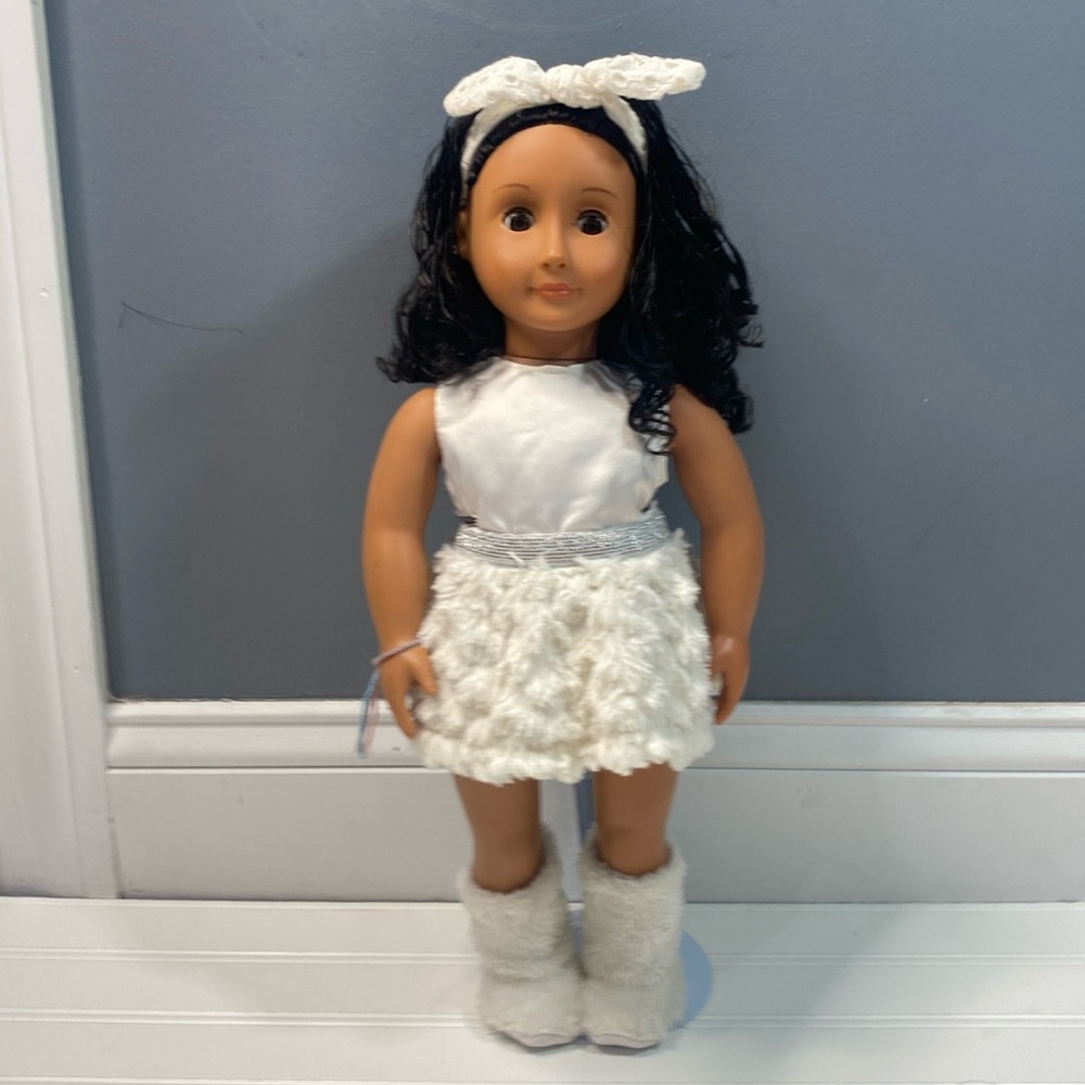 A winter white American girl doll dress